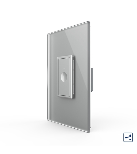 Intrerupator Simplu Cap Scara / Cruce cu Touch Livolo cu Rama Din Sticla 1M - Serie Noua, gri