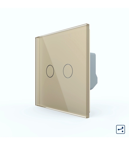 Intrerupator Dublu Cap Scara / Cruce cu Touch LIVOLO - Serie Noua, auriu