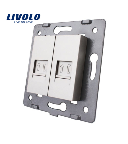 Priza dubla telefon Livolo, gri