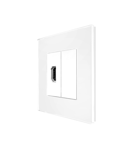 Priza HDMI cu Rama din Sticla LUXION, alb