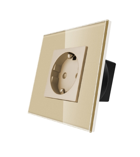 Priza Simpla LUXION cu Rama din Sticla, auriu