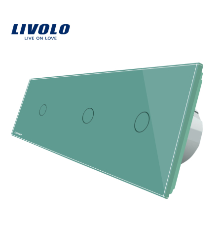 Intrerupator triplu cu touch Livolo din sticla, verde