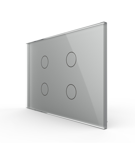 Intrerupator cvadruplu cu touch Livolo din sticla - standard italian, gri
