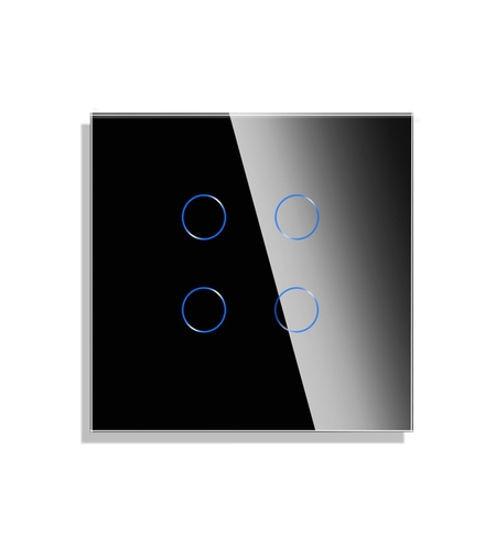 Panou Intrerupator Cvadruplu cu Touch Din Sticla LUXION, negru