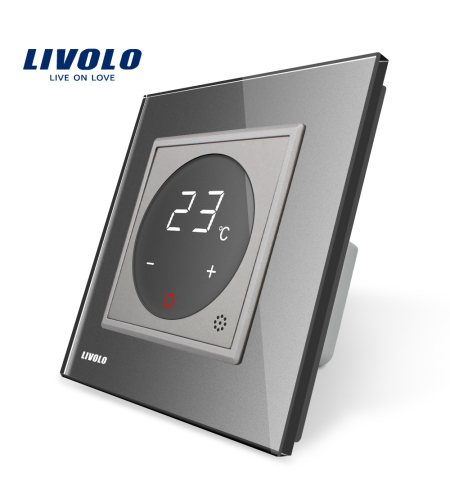 Termostat Livolo pentru sisteme de incalzire electrice, gri
