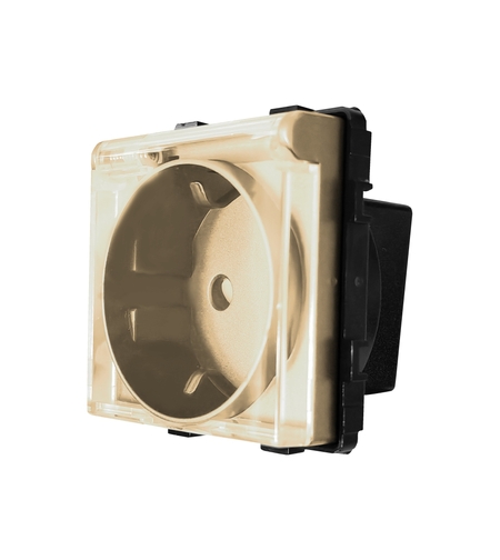 Modul Priza Simpla cu Capac Fara Rama Din Sticla LUXION, auriu