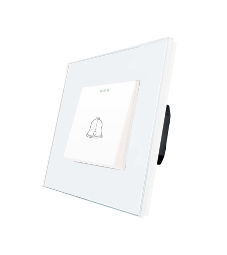 Buton de Sonerie Mecanic LUXION cu Rama din Sticla, alb
