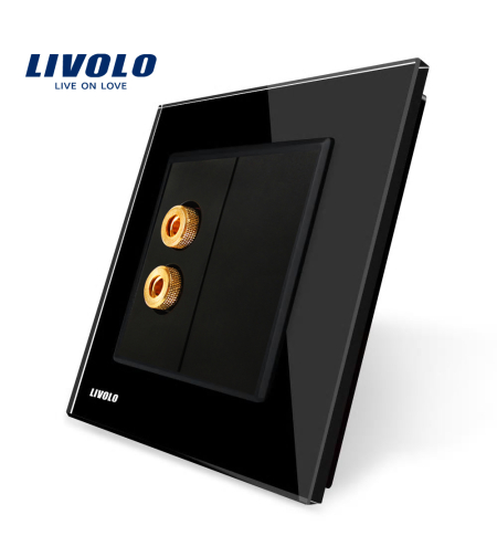 Priza redare sunet LIVOLO cu rama din sticla, negru