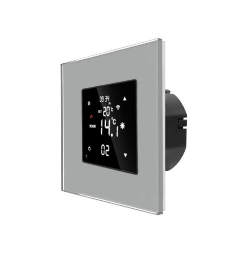 Termostat Wi-Fi pentru incalzirea electrica LUXION cu Rama din Sticla, gri