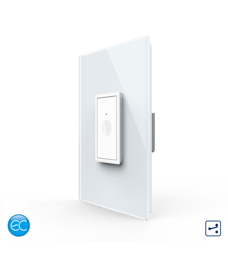 Intrerupator Simplu Cap Scara / Cruce cu Touch Livolo cu Rama Din Sticla 1M, Zigbee EC - Serie Noua, alb
