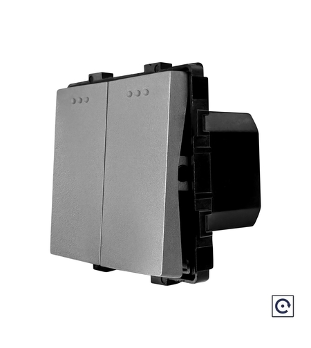 Modul Intrerupator Dublu Mecanic cu Reset / Revenire LUXION, gri