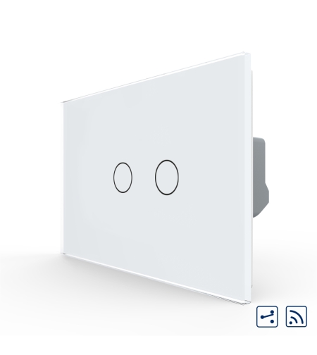 Intrerupator Dublu Cap Scara / Cruce Wireless cu Touch LIVOLO din Sticla – Standard Italian, alb