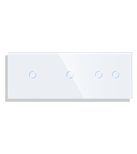 Panou Intrerupator Simplu + Simplu + Dublu cu Touch din Sticla LUXION, alb