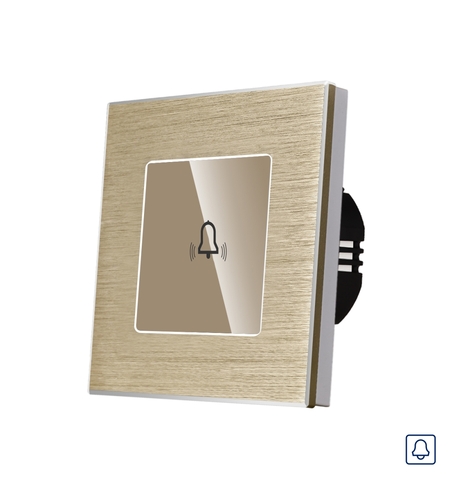 Buton Sonerie cu Touch, cu Revenire, din Sticla si Rama de Aluminiu LUXION, auriu