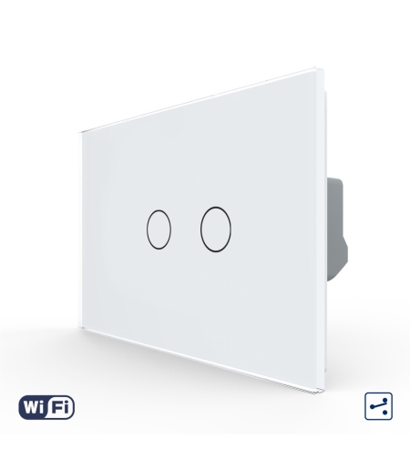 Intrerupator Dublu Cap Scara / Cruce Wi-Fi cu Touch LIVOLO, standard italian, alb