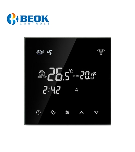 Termostat cu fir pentru aer conditionat BeOk TGT70WIFI-AC2, Aplicatia mobila Smart Life, Compatibil cu sisteme HVAC