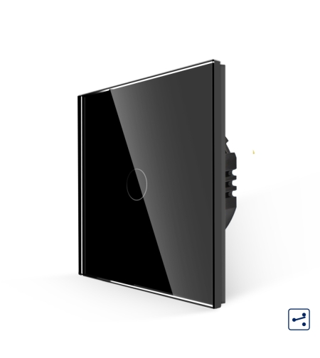 Intrerupator Simplu Cap Scara/Cruce cu Touch din Sticla LUXION, Serie A, negru