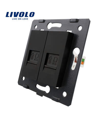 Priza dubla internet Livolo, negru
