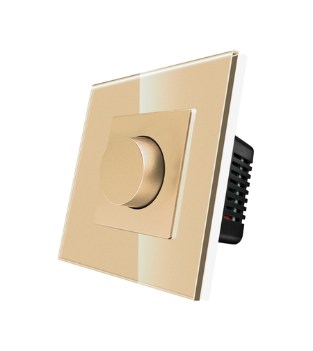 Intrerupator cu Variator Mecanic LUXION cu Rama din Sticla, auriu