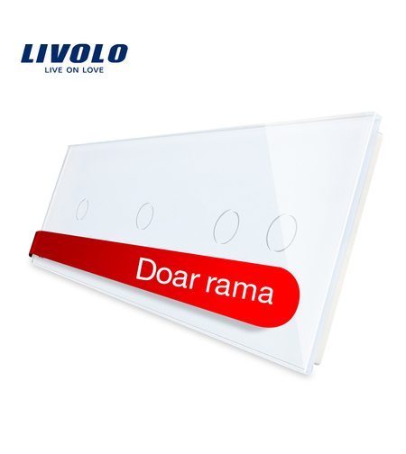 Panou intrerupator simplu+simplu+dublu cu touch LIVOLO din sticla, alb