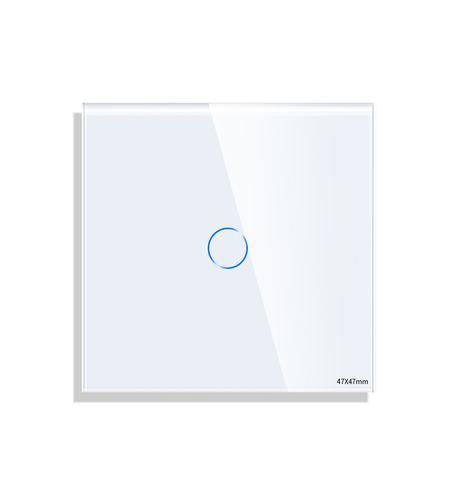 Panou Intrerupator Simplu cu Touch Mini din Sticla LUXION, alb