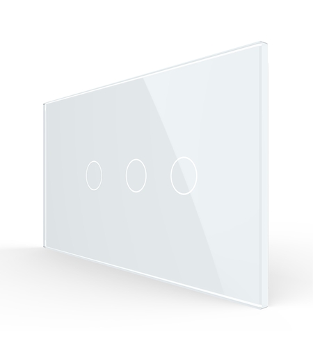 Intrerupator Simplu + Dublu cu Touch LIVOLO cu Rama Din Sticla, Standard Italian, 4M, alb