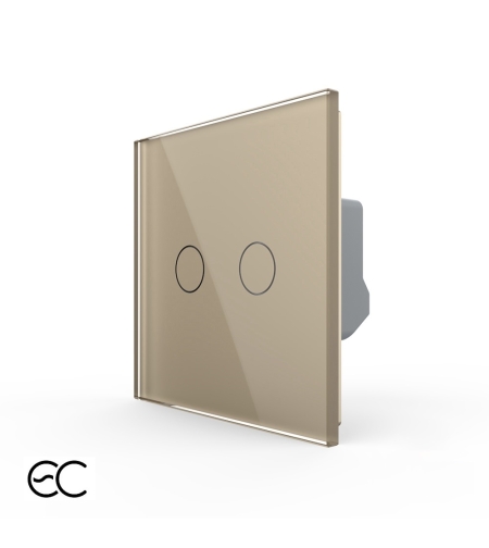 Intrerupator Dublu cu Touch LIVOLO din Sticla - Protocol ZigBee EC, auriu
