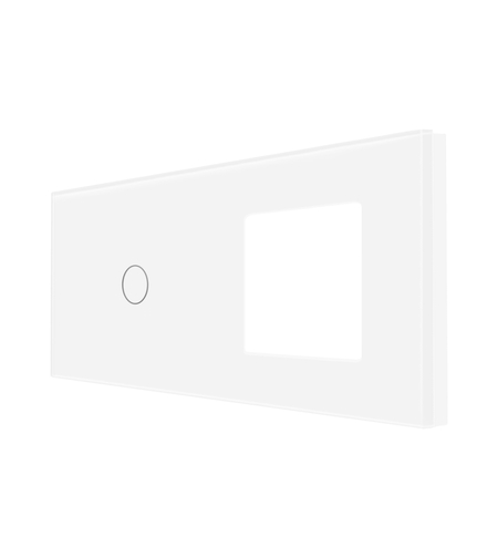 Panou Intrerupator Simplu cu Touch si Priza Simpla Din Sticla LUXION, alb