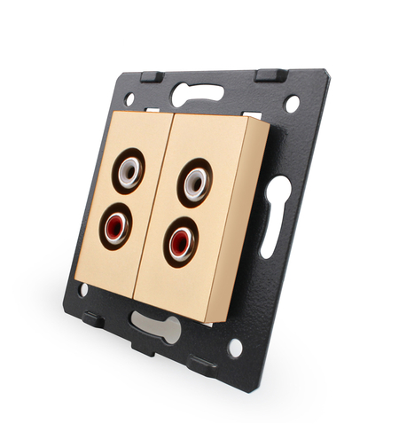 Priza dubla audio Livolo, auriu