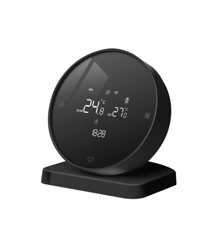 Termostat pentru centrala pe gaz BeOk BOT-R7-X-WIFI, Aplicatie, Programare, Incarcare USB, Baterii, negru