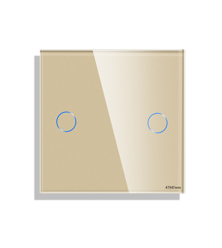 Panou Intrerupator Dublu cu Touch Mini din Sticla LUXION, auriu