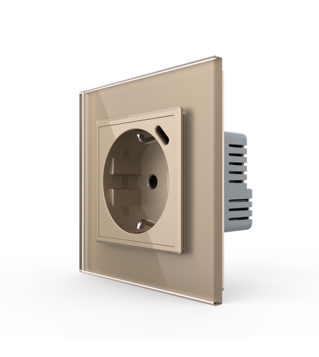 Priza Schuko + USB-C LIVOLO, Standard German - Serie Noua, auriu