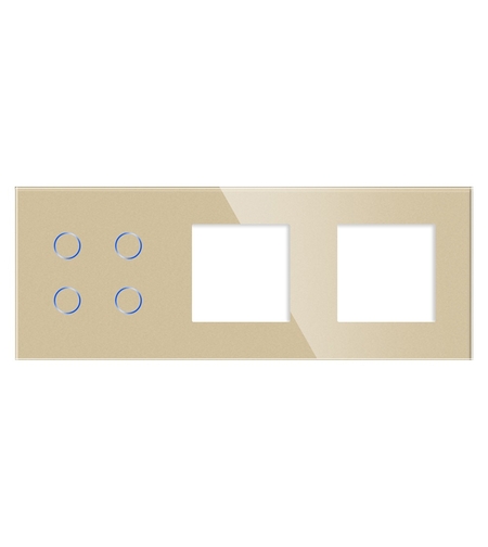 Panou Intrerupator Cvadruplu cu Touch si 2 Prize Simple Din Sticla LUXION, auriu