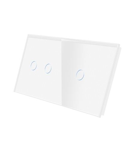 Panou Intrerupator Dublu + Simplu cu Touch Din Sticla LUXION, alb