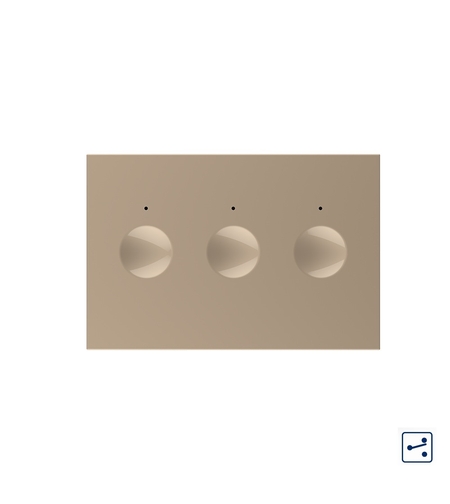 Modul intrerupator triplu cap scara / cap cruce cu touch Livolo standard Italian, Serie noua, auriu