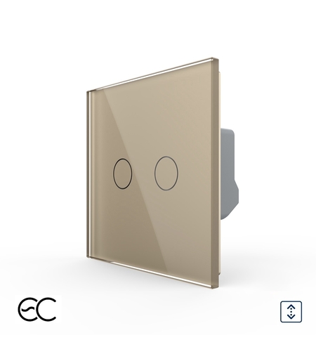 Intrerupator Dublu Draperie cu Touch LIVOLO din Sticla - Protocol ZigBee EC, auriu
