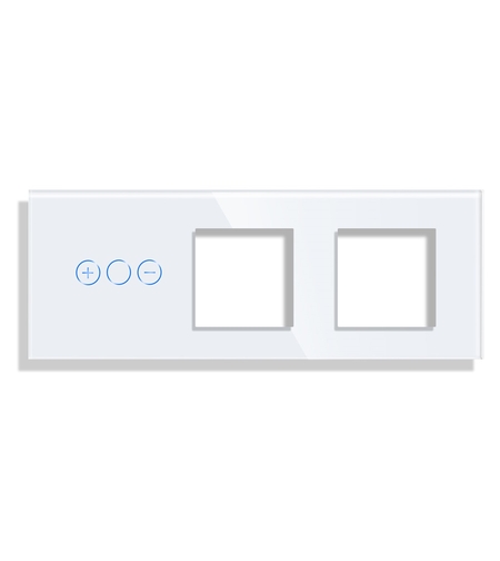 Panou Intrerupator Variator cu Touch si 2 Prize Simple Din Sticla LUXION, alb