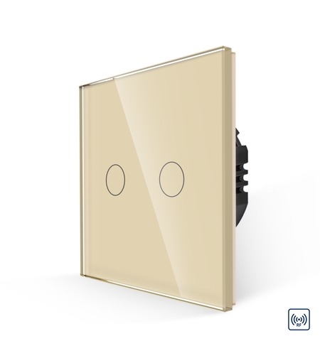 Intrerupator Dublu RF433 cu Touch din Sticla LUXION, auriu