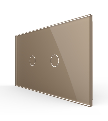 Intrerupator Simplu + Simplu cu Touch LIVOLO cu Rama Din Sticla, Standard Italian, 4M, auriu