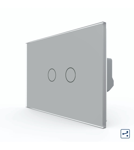 Intrerupator Dublu Cap Scara / Cruce cu Touch LIVOLO din Sticla – Standard Italian, gri