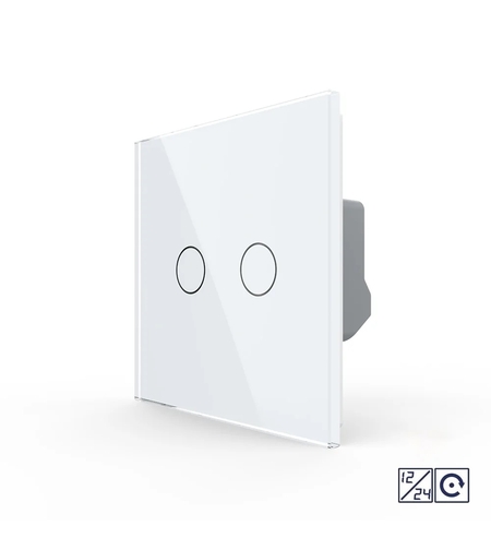 Intrerupator Dublu cu Revenire, Contact Uscat si 12/24V cu Touch LIVOLO – Serie Noua, alb