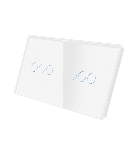 Panou Intrerupator Triplu + Triplu cu Touch Din Sticla LUXION, alb