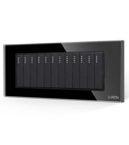 Intrerupator Mecanic 12 Posturi LUXION cu Rama din Sticla, Standard Italian, 6M, negru