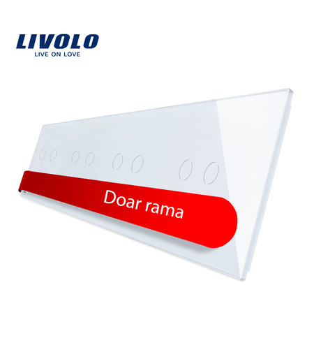 Panou intrerupator dublu+dublu+dublu+dublu cu touch Livolo din sticla, alb