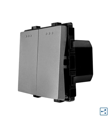 Modul Intrerupator Dublu Cap Scara Mecanic LUXION, gri