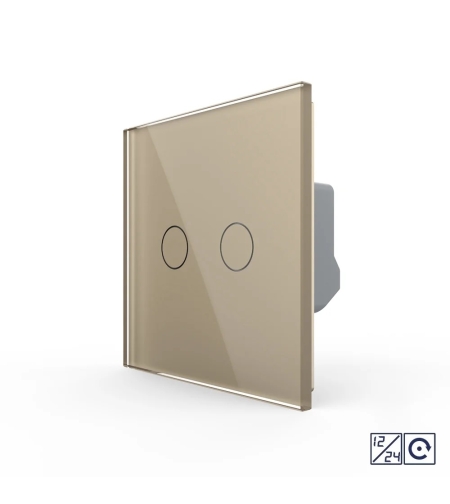 Intrerupator Dublu cu Revenire, Contact Uscat si 12/24V cu Touch LIVOLO – Serie Noua, auriu