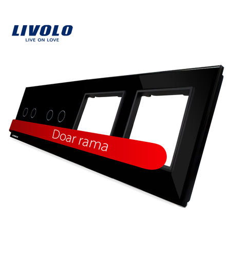 Panou 2 intrerupatoare duble cu touch si 2 prize LIVOLO din sticla, negru