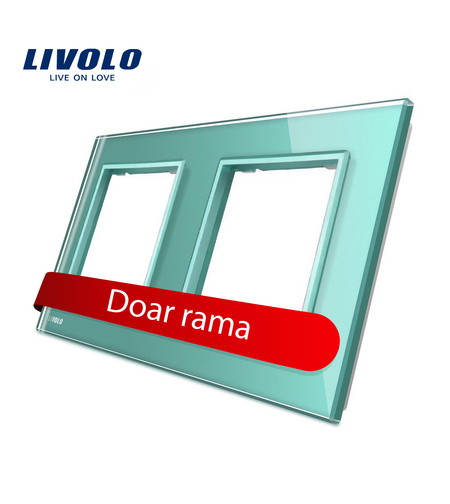 Rama priza dubla Livolo din sticla, verde