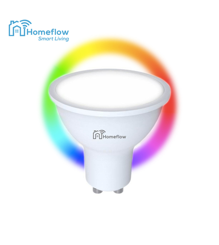 Bec inteligent LED Wireless Homeflow B-5001, GU10, 5W (35W), 300lm, RGB, dimabil, Control de pe telefonul mobil
