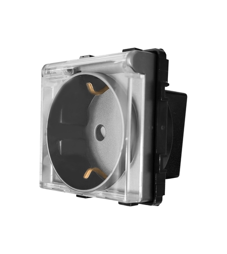 Modul Priza Simpla cu Capac Fara Rama Din Sticla LUXION, gri